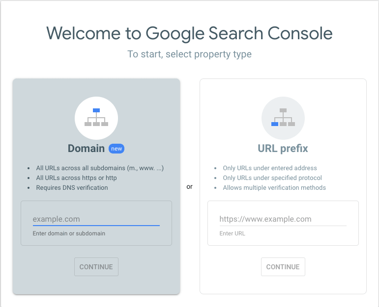 google search console domain eingeben